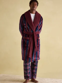Montague Burgundy Fleece Lined Dressing Gown