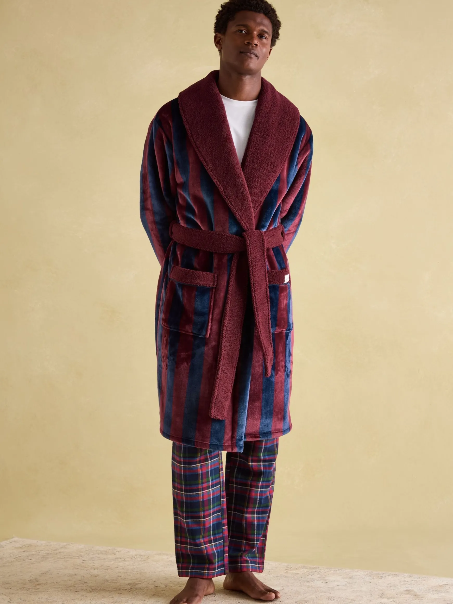 Montague Burgundy Fleece Lined Dressing Gown