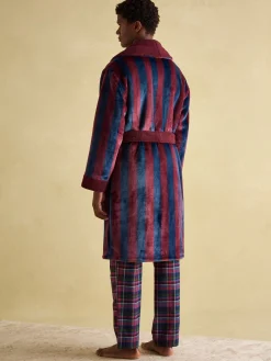 Montague Burgundy Fleece Lined Dressing Gown