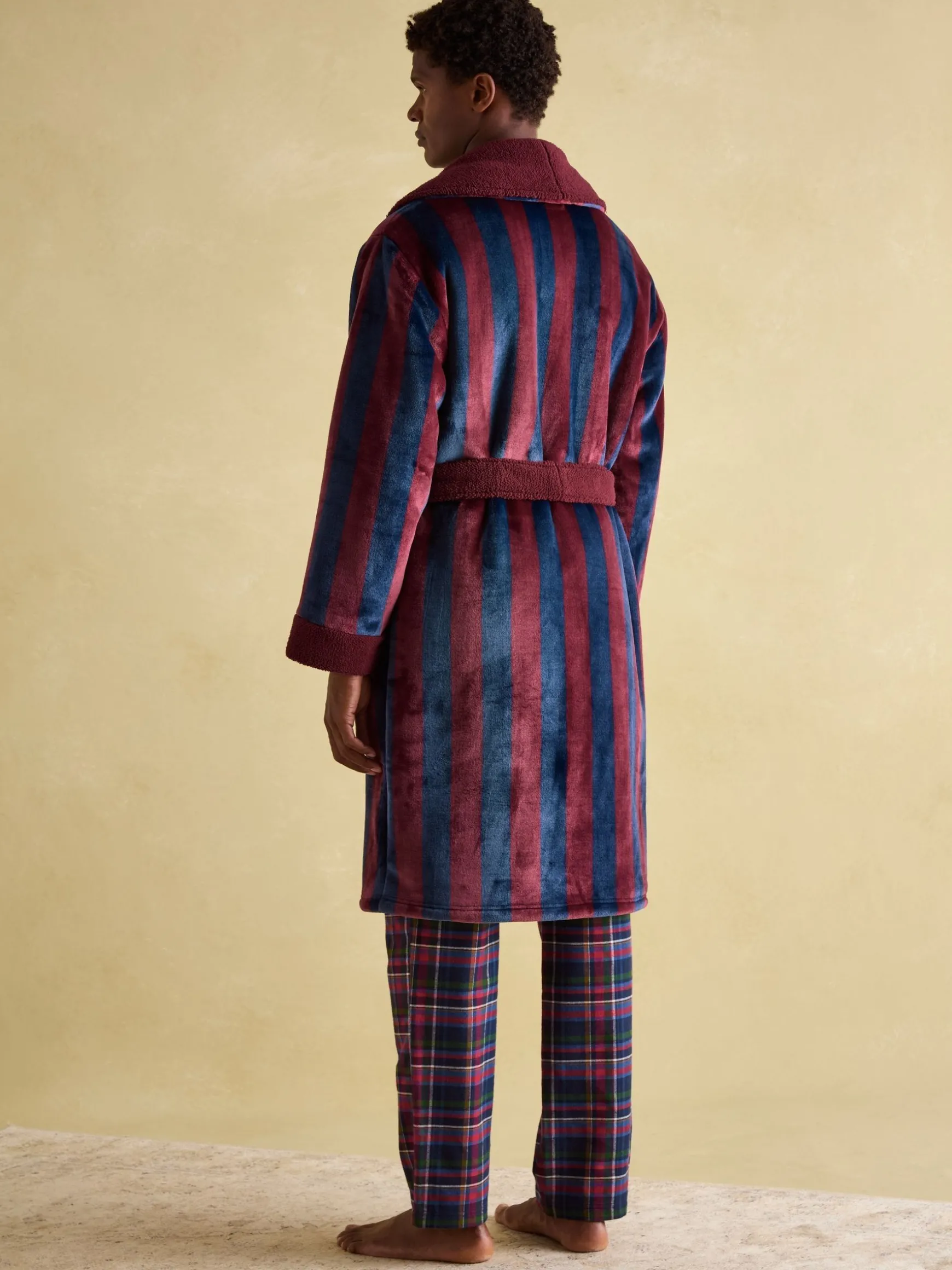 Montague Burgundy Fleece Lined Dressing Gown