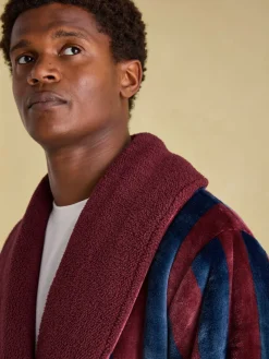 Montague Burgundy Fleece Lined Dressing Gown