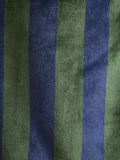 Montague Green & Navy Stripe Fleece Lined Dressing Gown
