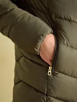 Moorsdale Green Mid Length Showerproof Padded Coat