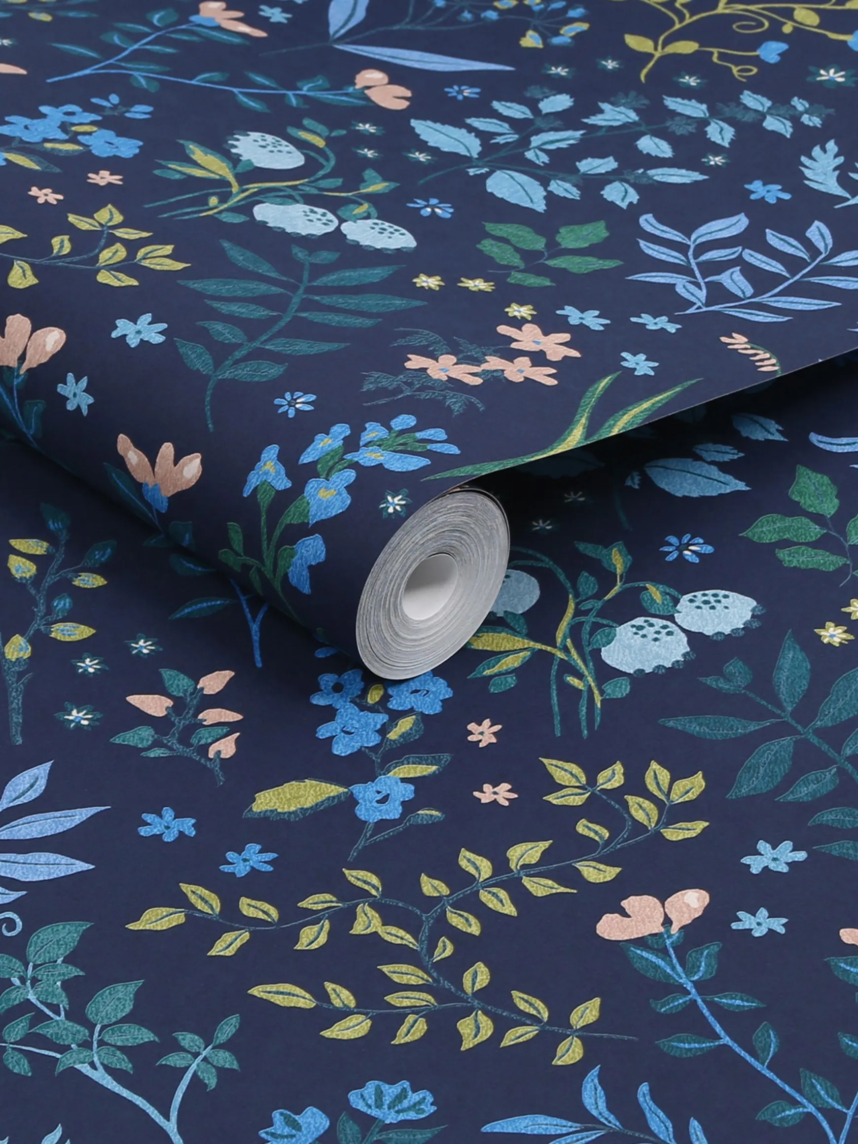 Navy Blue Holcombe Floral 10M Wallpaper