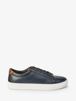 Navy Blue Leather Trainers