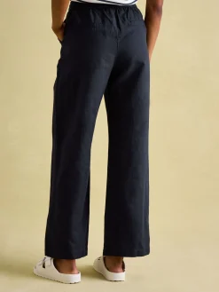 Navy Blue Linen Blend Trousers