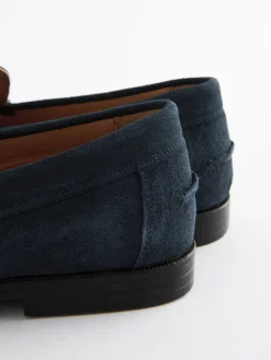 Navy Blue Penny Loafers