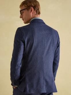 Navy Slim Fit Herringbone Suit Jacket