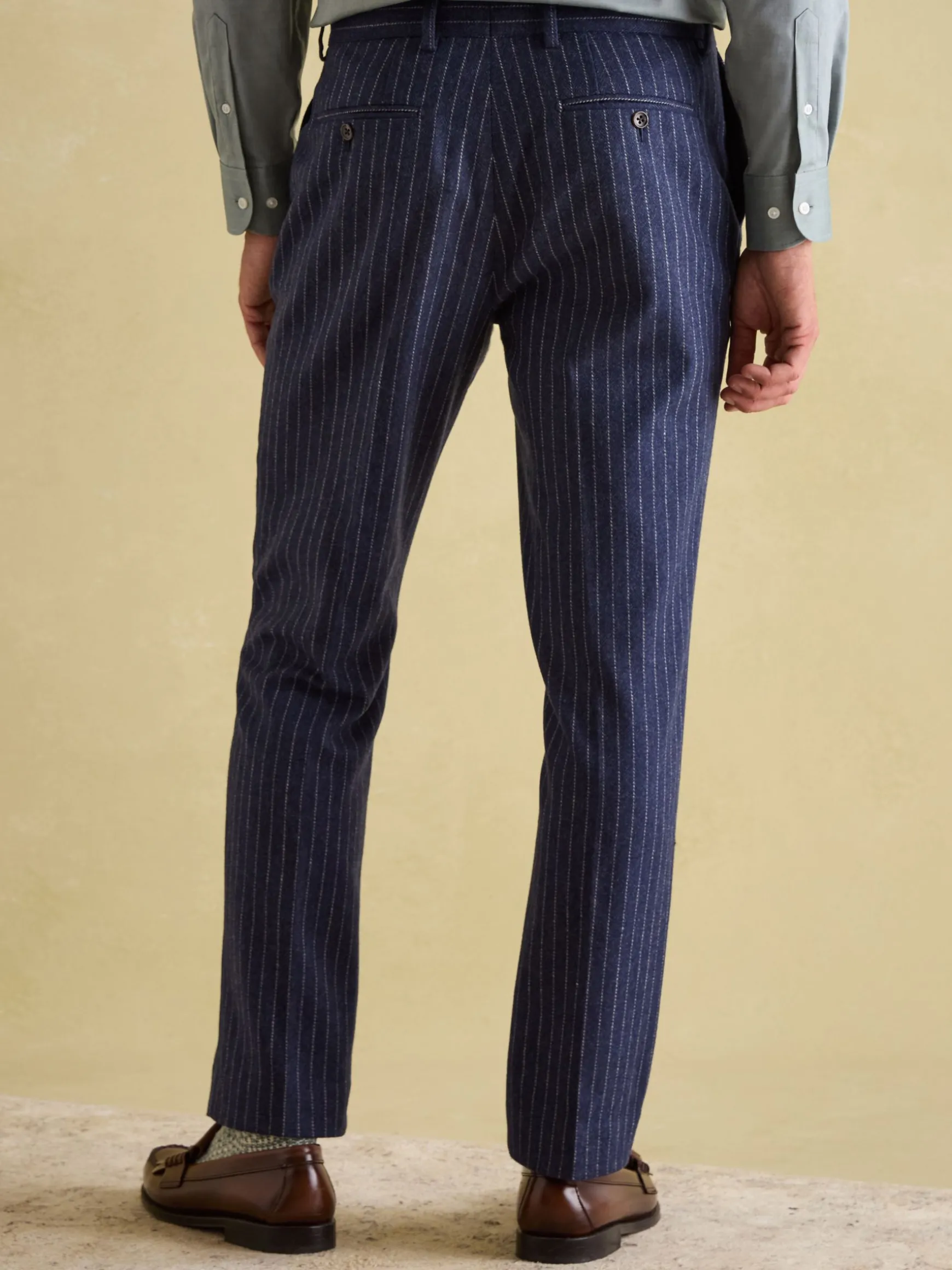Navy Slim Fit Pinstripe Suit Trousers