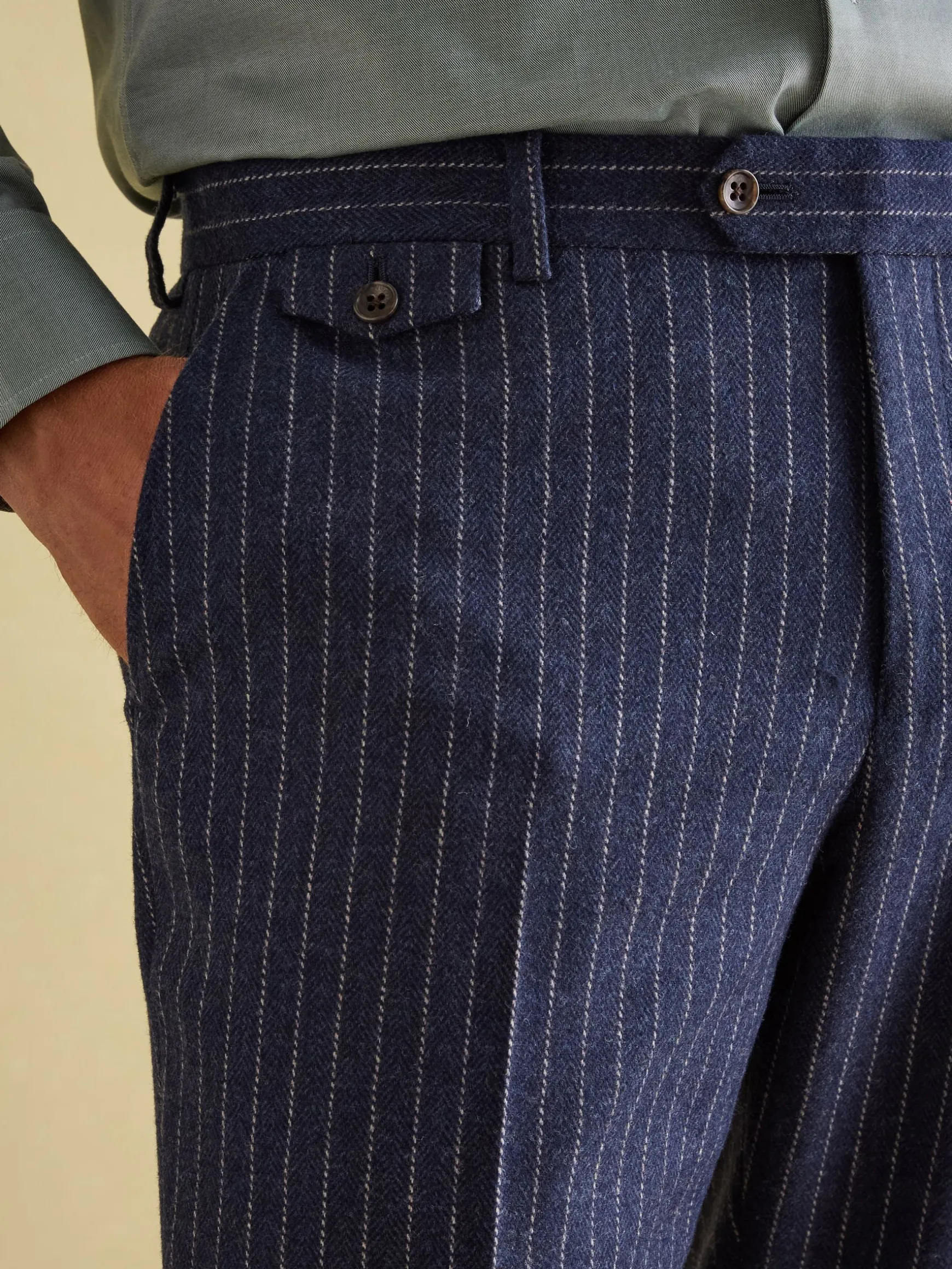 Navy Slim Fit Pinstripe Suit Trousers