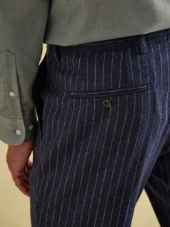 Navy Slim Fit Pinstripe Suit Trousers