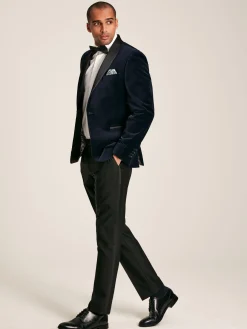 Navy Slim Fit Velvet Blazer