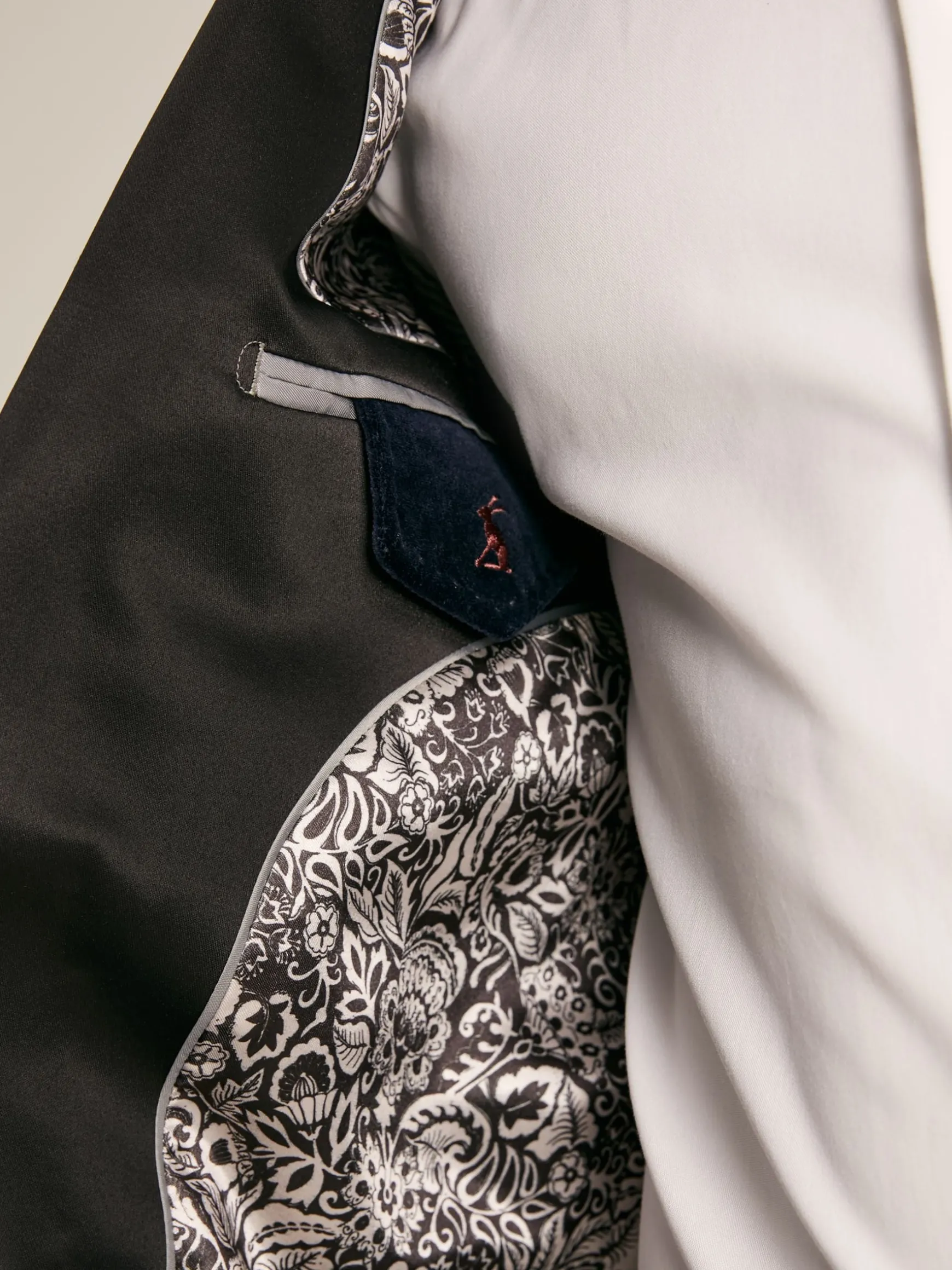 Navy Slim Fit Velvet Blazer