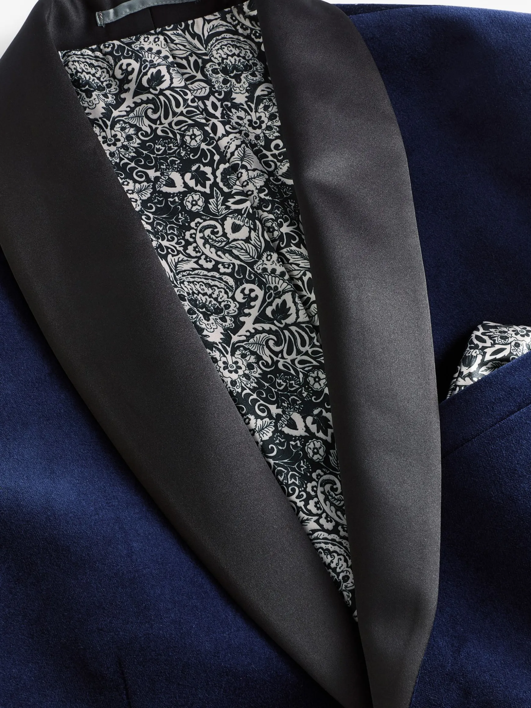 Navy Slim Fit Velvet Blazer