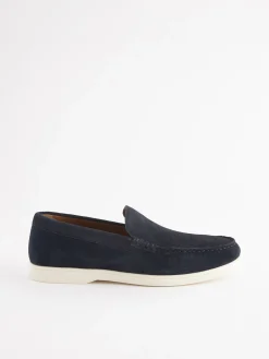 Navy Suede Apron Loafers