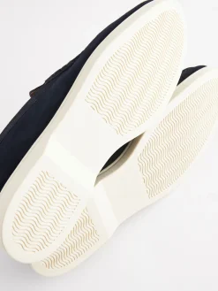 Navy Suede Apron Loafers