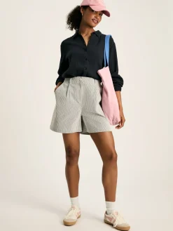 Nell Navy Button Through Cotton Shirt