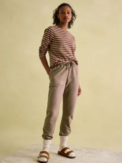 New Harbour Chocolate Brown pink Boat Neck Breton Top