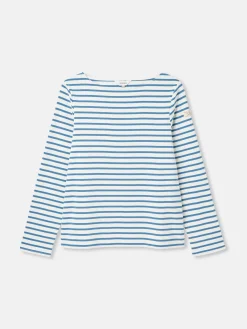 New Harbour Cream & Blue Striped Boat Neck Breton Top