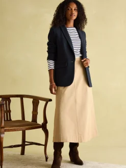 New Harbour Cream & Navy Striped Boat Neck Breton Top