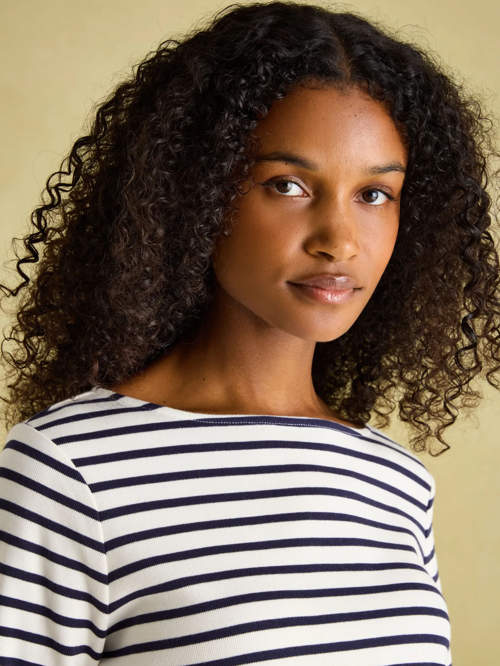 New Harbour Cream & Navy Striped Boat Neck Breton Top