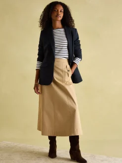 New Harbour Cream & Navy Striped Boat Neck Breton Top