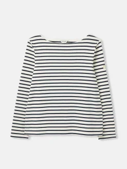 New Harbour Cream & Navy Striped Boat Neck Breton Top