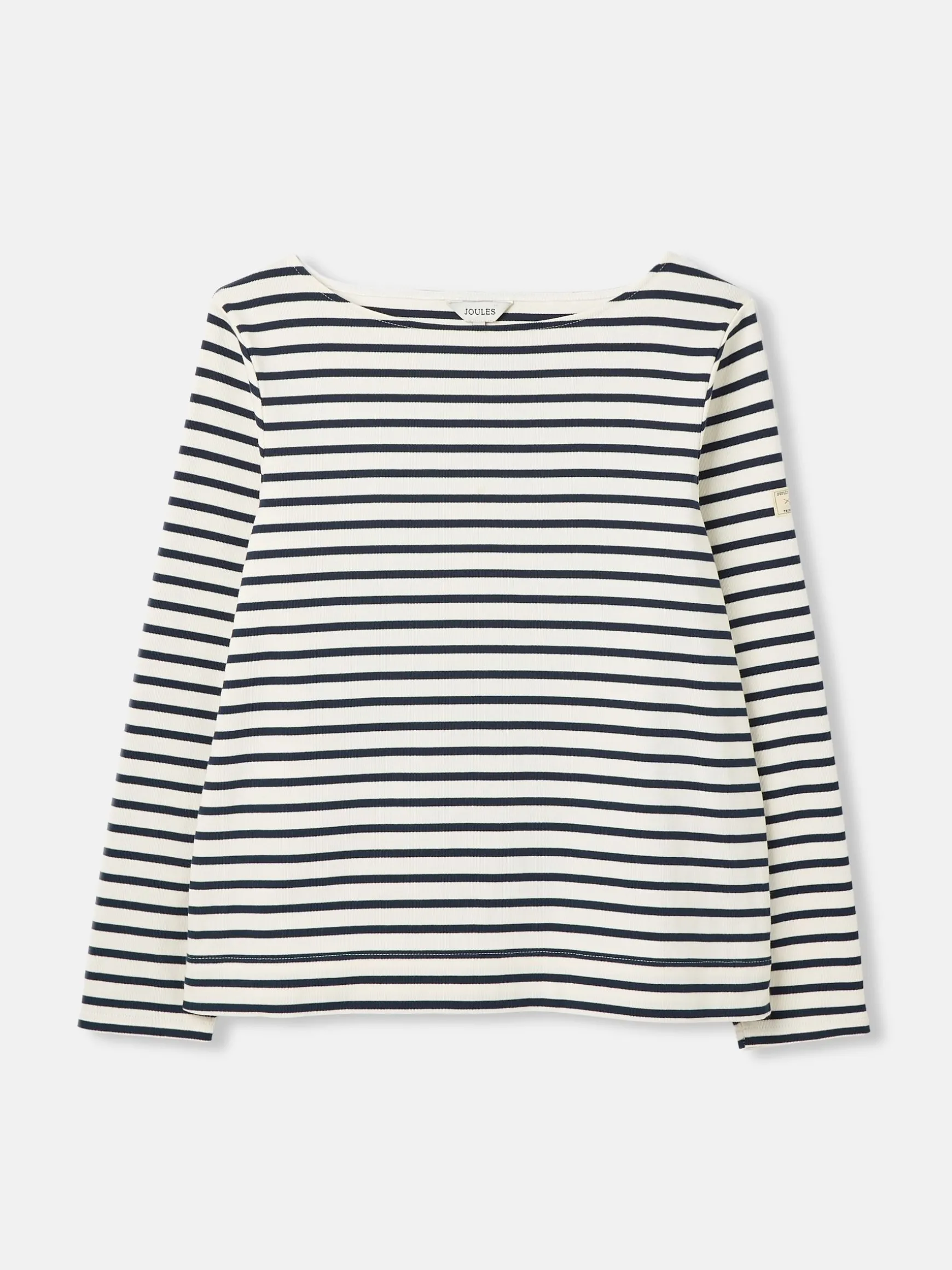 New Harbour Cream & Navy Striped Boat Neck Breton Top