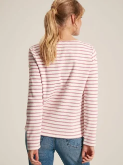 New Harbour Cream & Pink Striped Boat Neck Breton Top