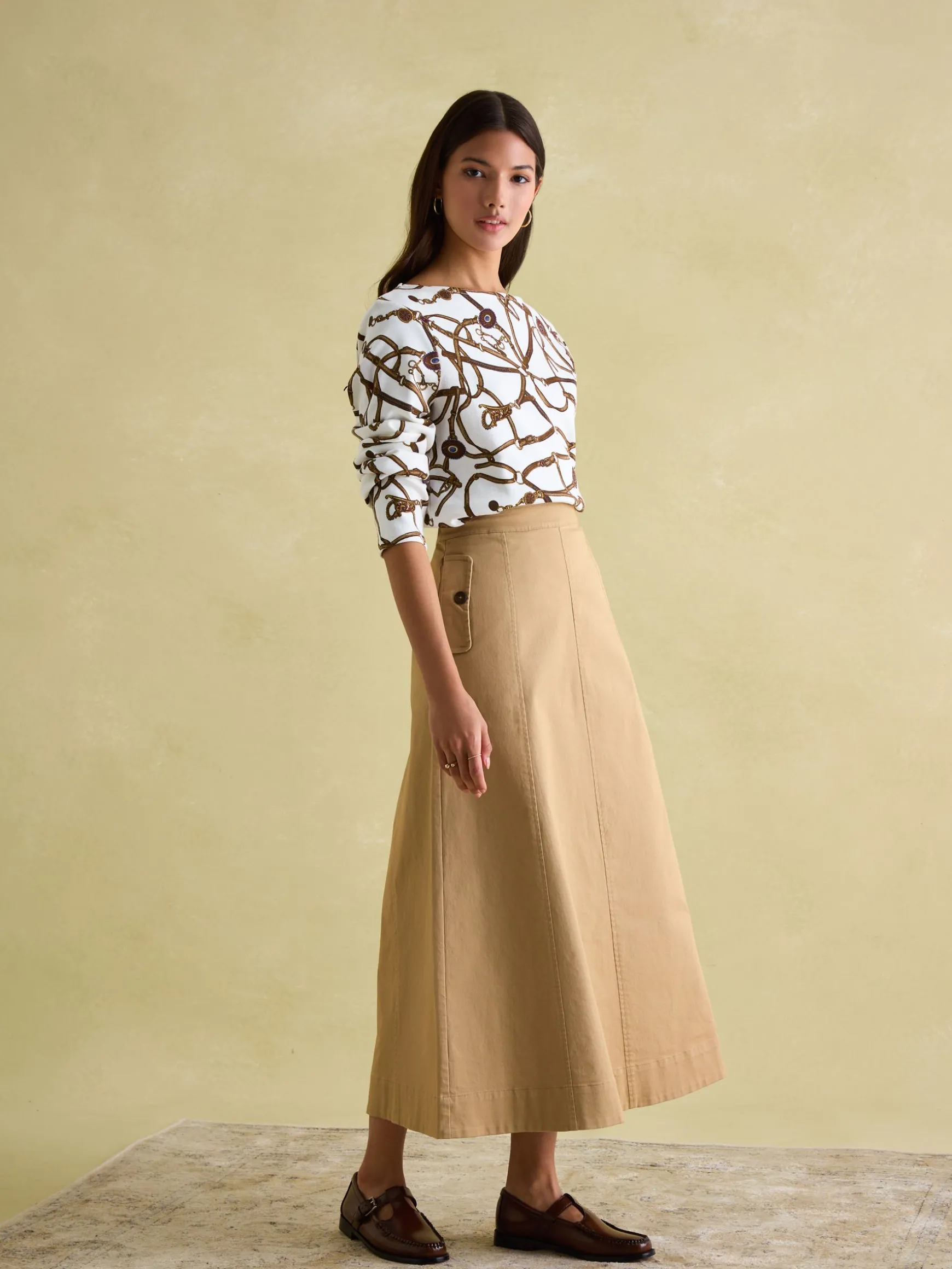 New Harbour Cream Bridle Boat Neck Breton Top