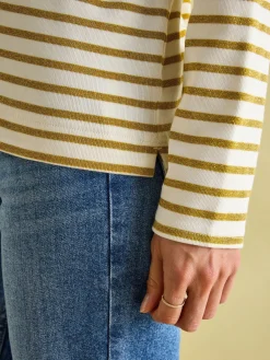 New Harbour Cream Gold Boat Neck Breton Top