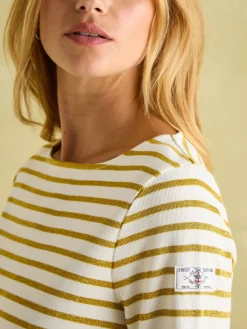 New Harbour Cream Gold Boat Neck Breton Top