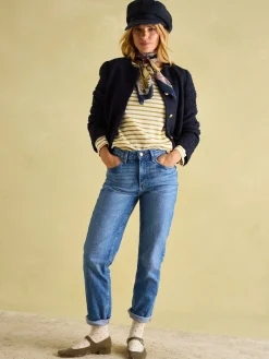 New Harbour Cream Gold Boat Neck Breton Top