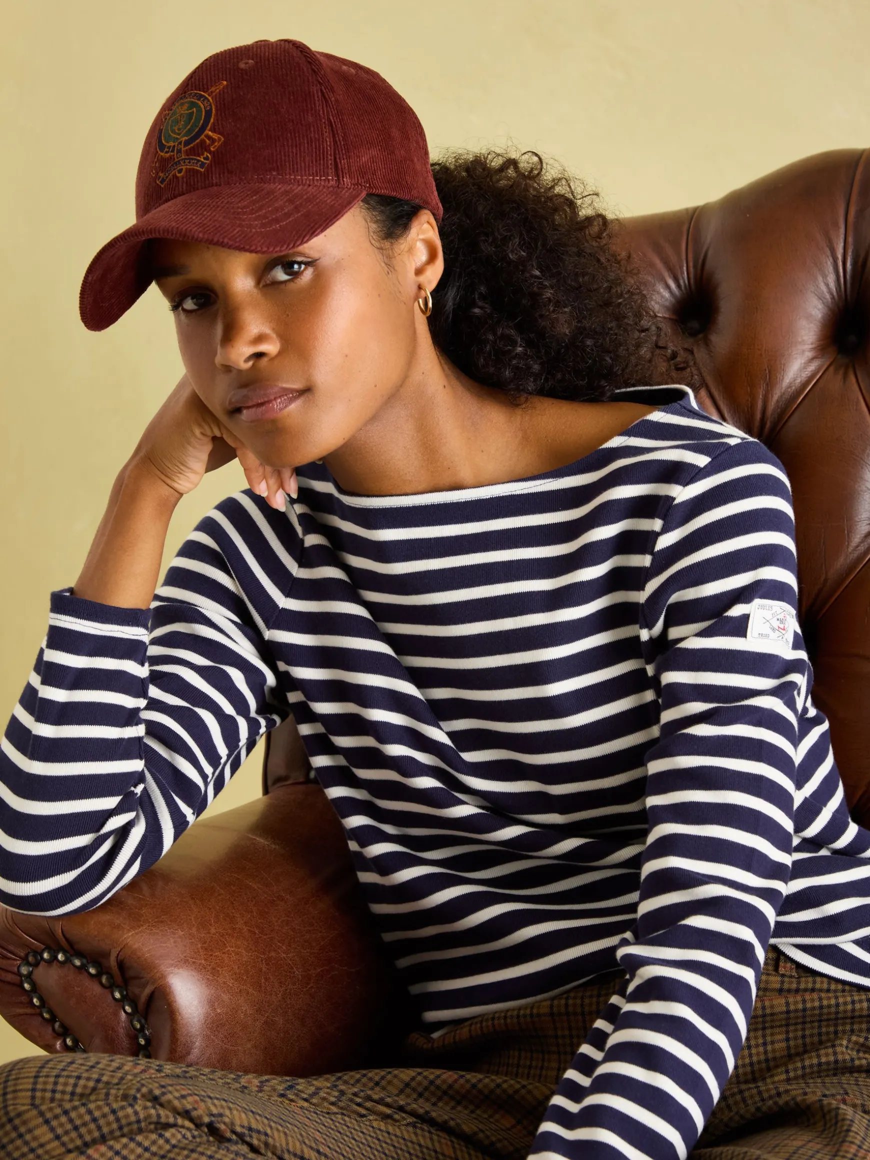 New Harbour Navy & White Striped Boat Neck Breton Top