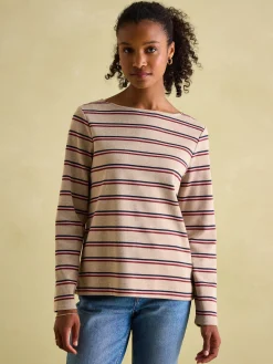 New Harbour Oat multi Boat Neck Breton Top