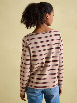 New Harbour Oat multi Boat Neck Breton Top