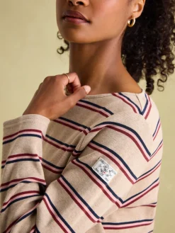 New Harbour Oat multi Boat Neck Breton Top