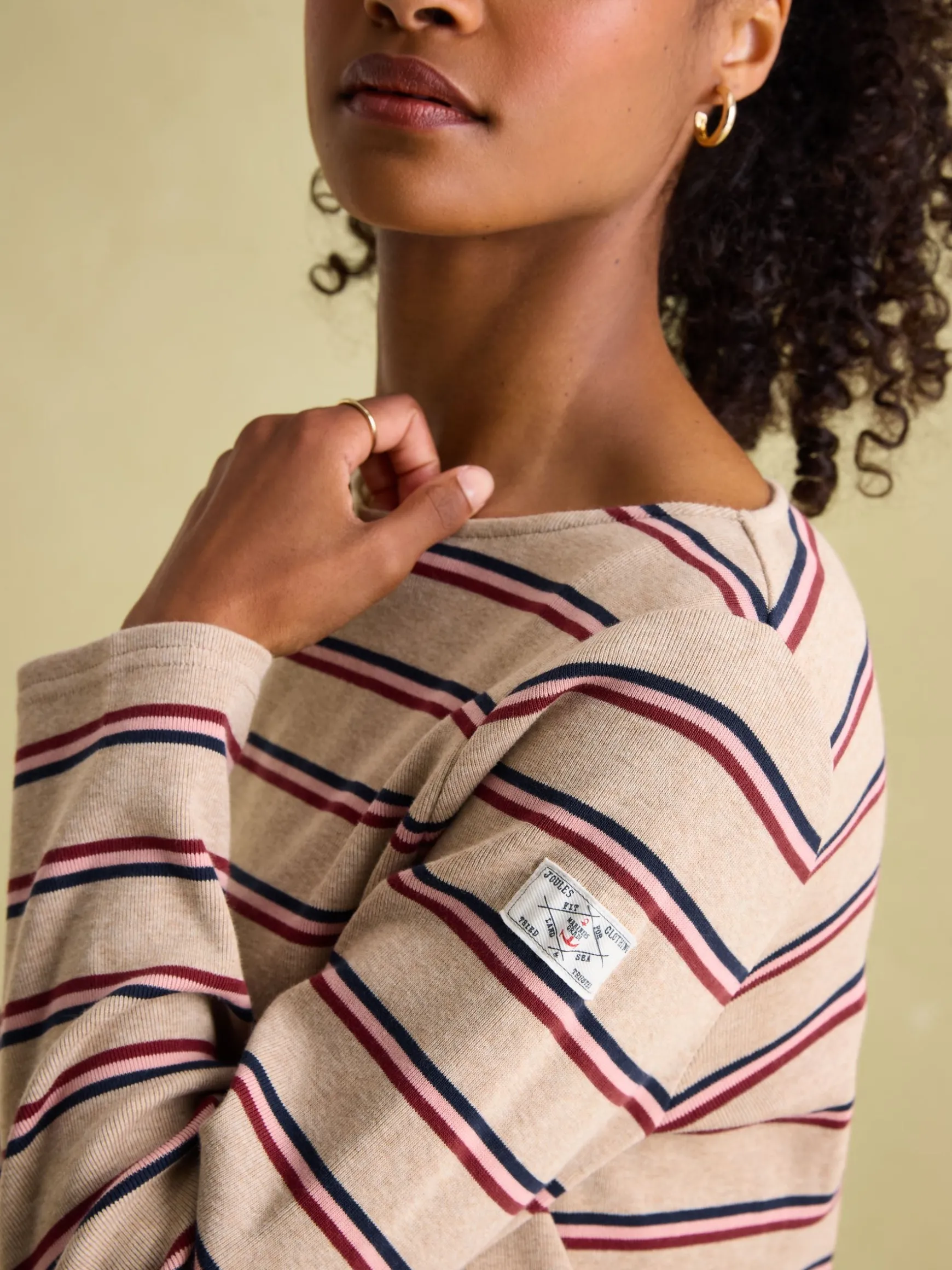 New Harbour Oat multi Boat Neck Breton Top