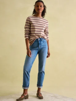 New Harbour Oat multi Boat Neck Breton Top