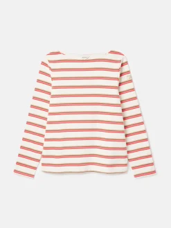 New Harbour Pink & Tan Striped Boat Neck Breton Top