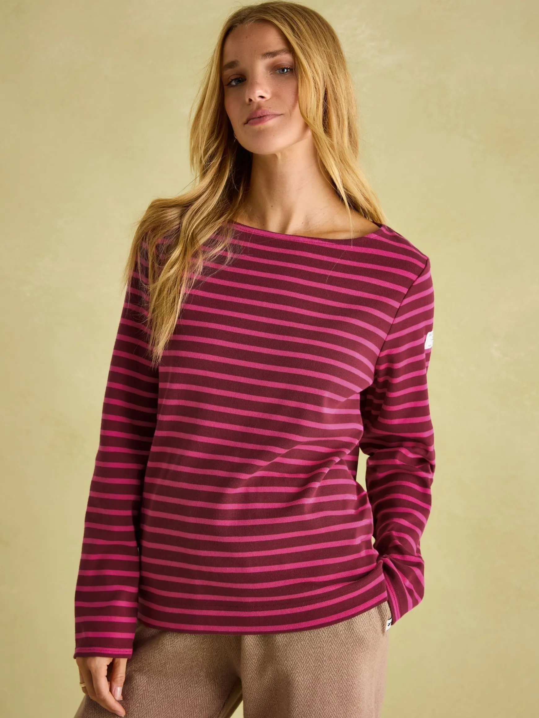 New Harbour Pink/Plum Boat Neck Breton Top