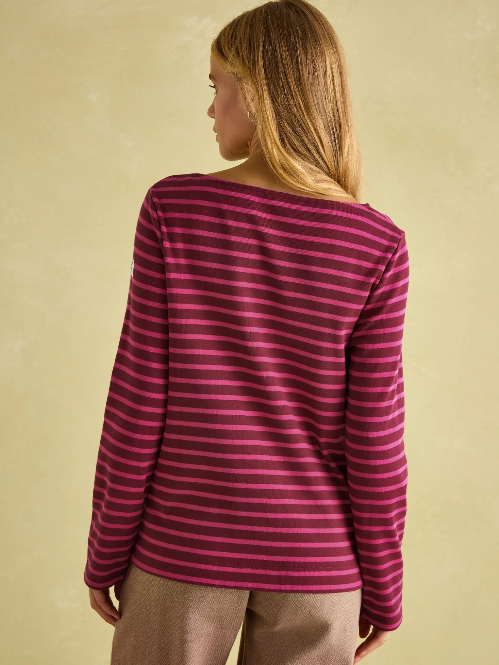 New Harbour Pink/Plum Boat Neck Breton Top