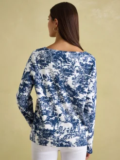 New Harbour Safari Blue Boat Neck Breton Top