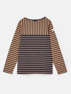 New Harbour Tan/Navy Boat Neck Breton Top