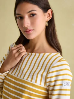 New Harbour Yellow/ Cream Boat Neck Breton Top