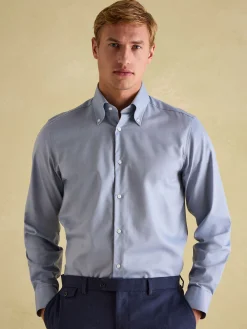 Next Blue Regular Fit Twill Single Cuff Shirt