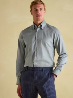 Next Green Regular Fit Twill Single Cuff Shirt