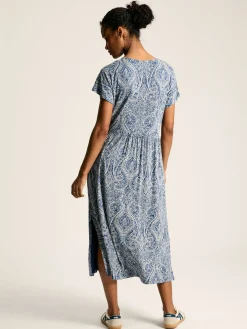 Nia Blue Jersey V-Neck Beach Dress