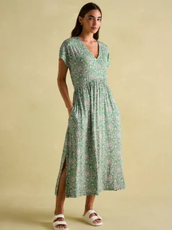 Nia Green Jersey V-Neck Beach Dress