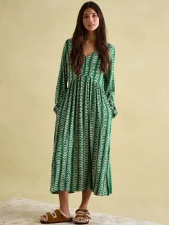 Nia Green Long Sleeve Midaxi Dress